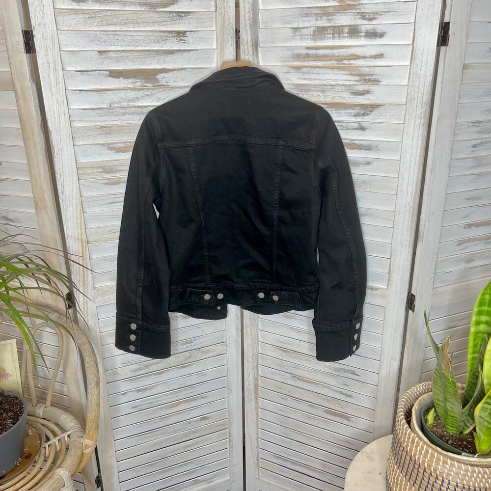 BLDWN XS Rowan Rigid Denim Jacket Carbon Black Silver Buttons Moto USA Made - Picture 14 of 15